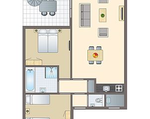Plattegrond van de Amerongse Berg 4-persoons woning, ideaal voor een vakantie in Overberg, Utrecht.