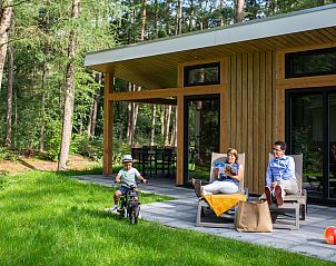 Genieen Sie die Ruhe auf der Terrasse des Bungalows Molenstein in Doorn, Utrechtse Heuvelrug, umgeben von Natur.
