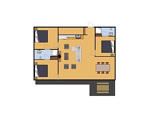 Grundriss von Bungalow de Boei in Kamperland, zeigt Grundriss und Zimmer in Noord-Beveland, Zeeland.