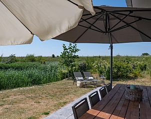 Zonovergoten terras met ligstoelen in Zandbank 04 | De Groote Duynen, Kamperland.