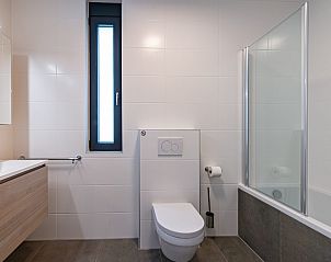 Stijlvolle badkamer in Duinvallei 43, vakantiehuis in Kamperland, met moderne douche en wastafel.