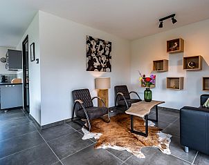 Sfeervolle zithoek in VZ1164 Grote vrijstaande villa in Kamperland, met kunst aan de muur.