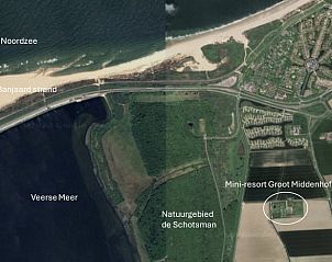 Satellitenbild der Lage des Ferienhauses in Kamperland, nahe der Kste von Noord-Beveland, Zeeland.