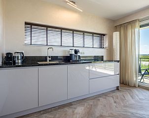 Sleek kitchen with appliances in Veerweg 163 vacation home, Kamperland, North Beveland, Zeeland.