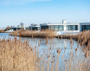 Sfeervolle winterse omgeving van Duinvallei 22, vakantiehuis in Kamperland, Noord-Beveland, met besneeuwde rietvelden.