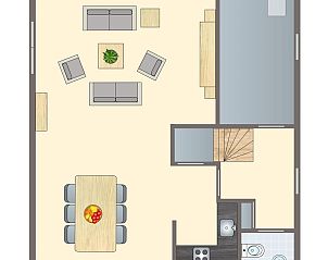 Charmante 6-persoons bungalow Duinpark 't Hof van Haamstede in Burgh-Haamstede, Zeeland, omgeven door groene heggen.