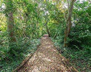 Houten trap en gang op de bovenverdieping van vakantiehuis ZE415, Aagtekerke, Walcheren.