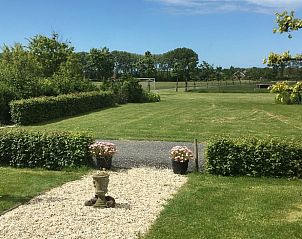 Spacious garden at Holiday home in Vrouwenpolder, Walcheren, Zeeland with beautiful green landscape.