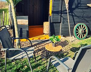 Uitzicht vanuit het raam van Vakantiehuis in Middelburg, Walcheren, Zeeland op het uitgestrekte landschap.