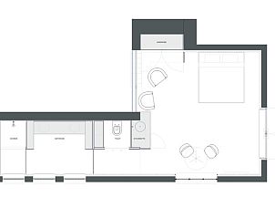 Plattegrond van Vakantiehuisje in Biggekerke, Walcheren, Zeeland, met indeling van kamers.