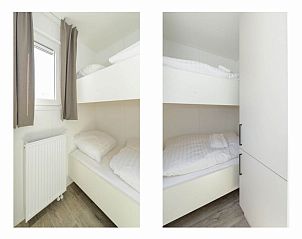 Stapelbedden in kindvriendelijke kamer van Vakantiehuis Hart van Zeeland, Zuid-Beveland.