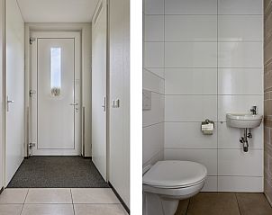 Eingang zur Doppelhaushlfte in Ouddorp, Ferienhaus in Goeree-Overflakkee, Sdholland mit modernem Badezimmer.