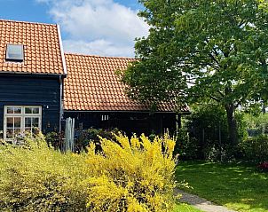 Zijaanzicht van VZ757 Luxe vakantiehuis in Ouddorp met kleurrijke tuin, gelegen in Goeree-Overflakkee, Zuid-Holland.