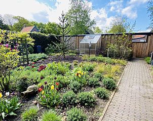 Kleurrijke tuin met kas bij VZ757 Luxe vakantiehuis in Ouddorp, gelegen in Zuid-Holland.