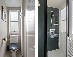 Bathroom and toilet in Mobil home Grevelingen, Ouddorp, South Holland, offer modern facilities for your convenience.