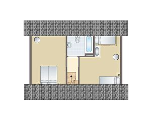 Gemtliches Wohnzimmer mit Blick auf die Dnen im Strand Resort Ouddorp Duin, einer kinderfreundlichen Villa in Sdholland.