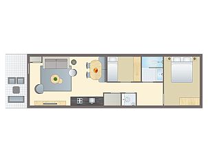 Gerumiges Wohnzimmer in der 2-4-Bett-Wohnung 2-4C in Ouddorp, Goeree-Overflakkee, mit bequemen Sitzgelegenheiten und moderner Einrichtung.