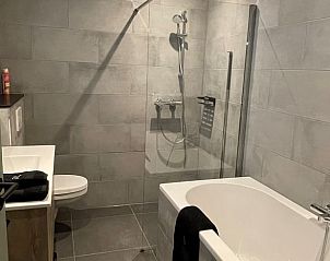 Stijlvolle badkamer met inloopdouche in Vakantiehuisje in Nieuwkoop, bed and breakfast in het Groene Hart, Zuid-Holland.