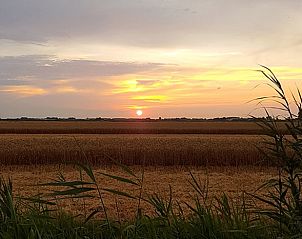 Prachtige zonsondergang over de velden bij Vakantiehuisje in Zuidland, Zuid-Holland.