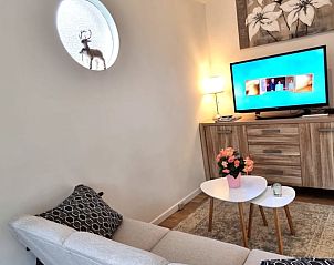 Knusse zithoek in Vakantiehuisje in Groesbeek, Rijk van Nijmegen, Gelderland met sfeervolle decoratie.