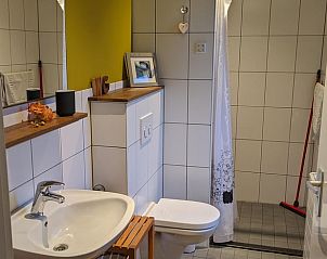 Moderne badkamer in Huisje in Overasselt, vakantieaccommodatie in Gelderland.